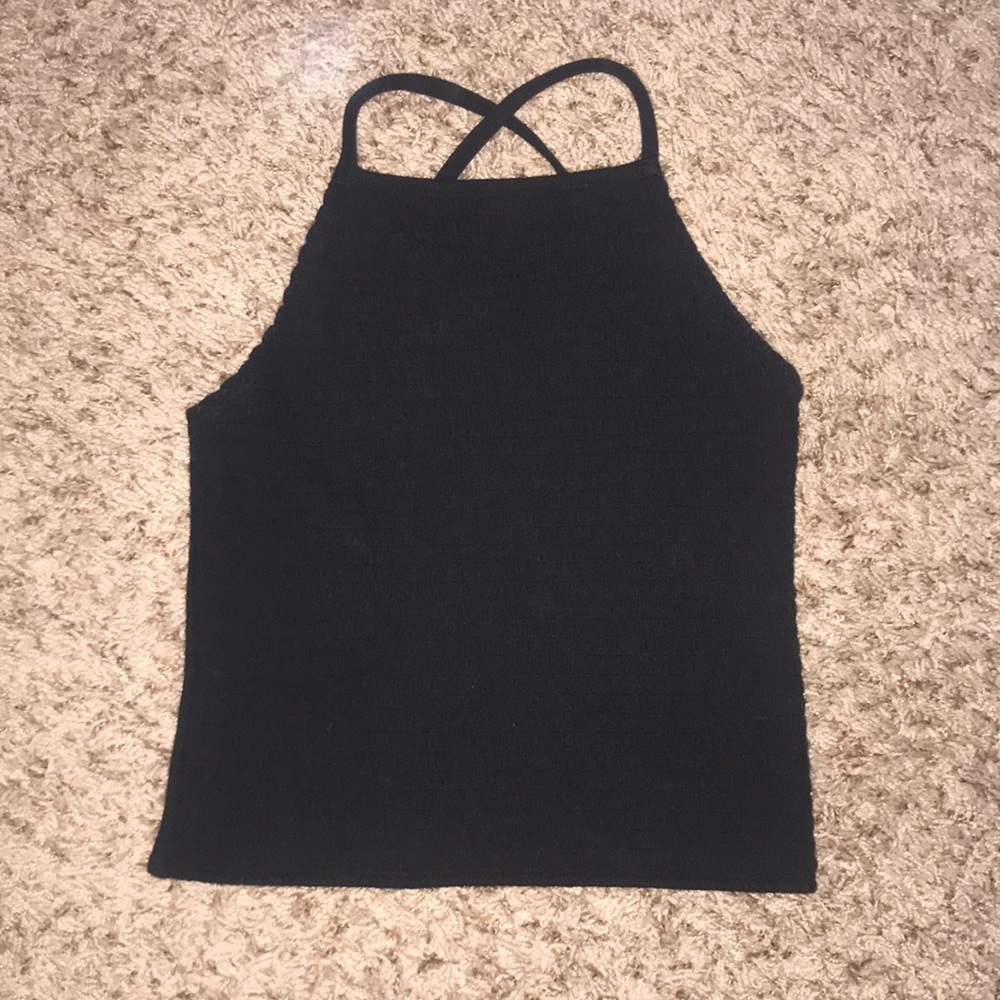 black halter top shirt